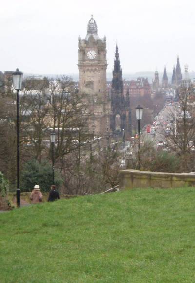 view of Princes St. from 
                  calton Hill